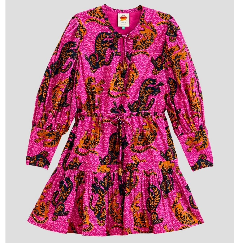 Farm Rio Wild Leopard Mini Dress NWT